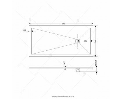 Душевой поддон RGW ST-G 90x140 см, прямоугольный, искусственный камень, графит